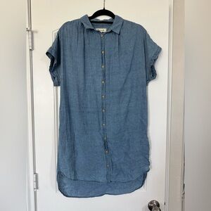 Madewell Central Line Linen Blend Chambray Dress